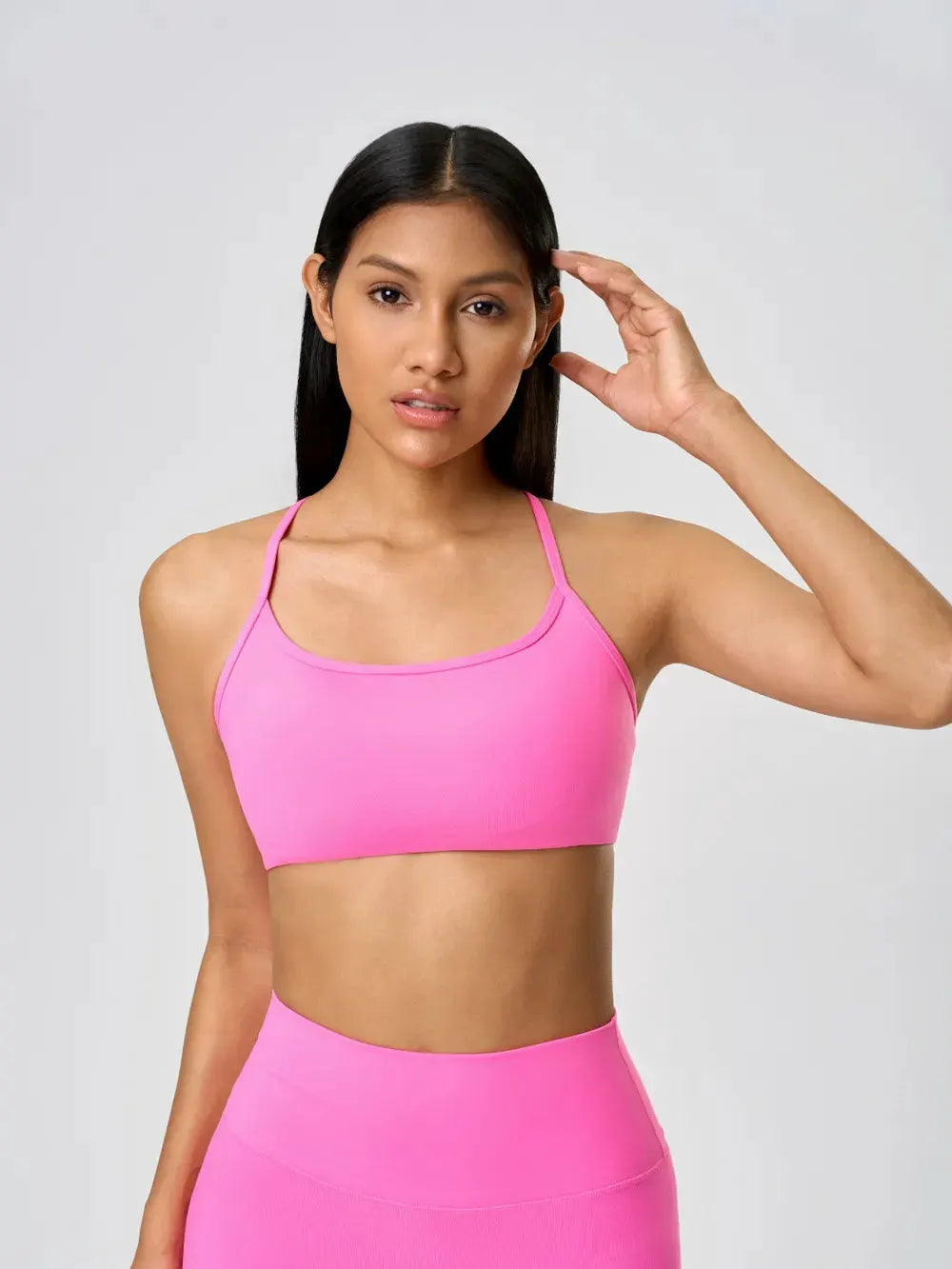 Millennia Crisscross Back Scoop Neck Active Cami with Detachable Chest Pads by Millennia