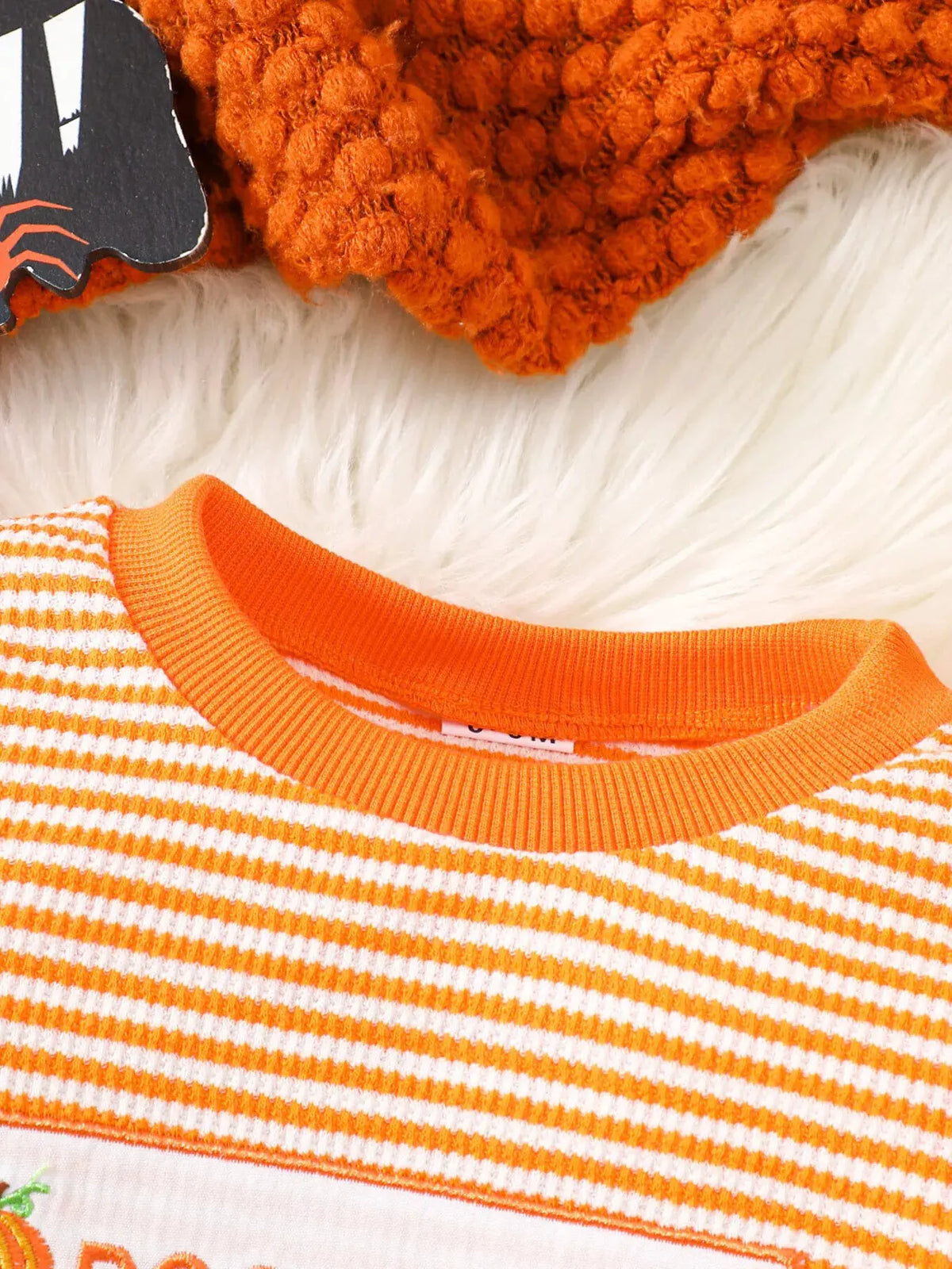 Children's Halloween Pumpkin Striped Long Sleeve Pajama Set by Trendsi