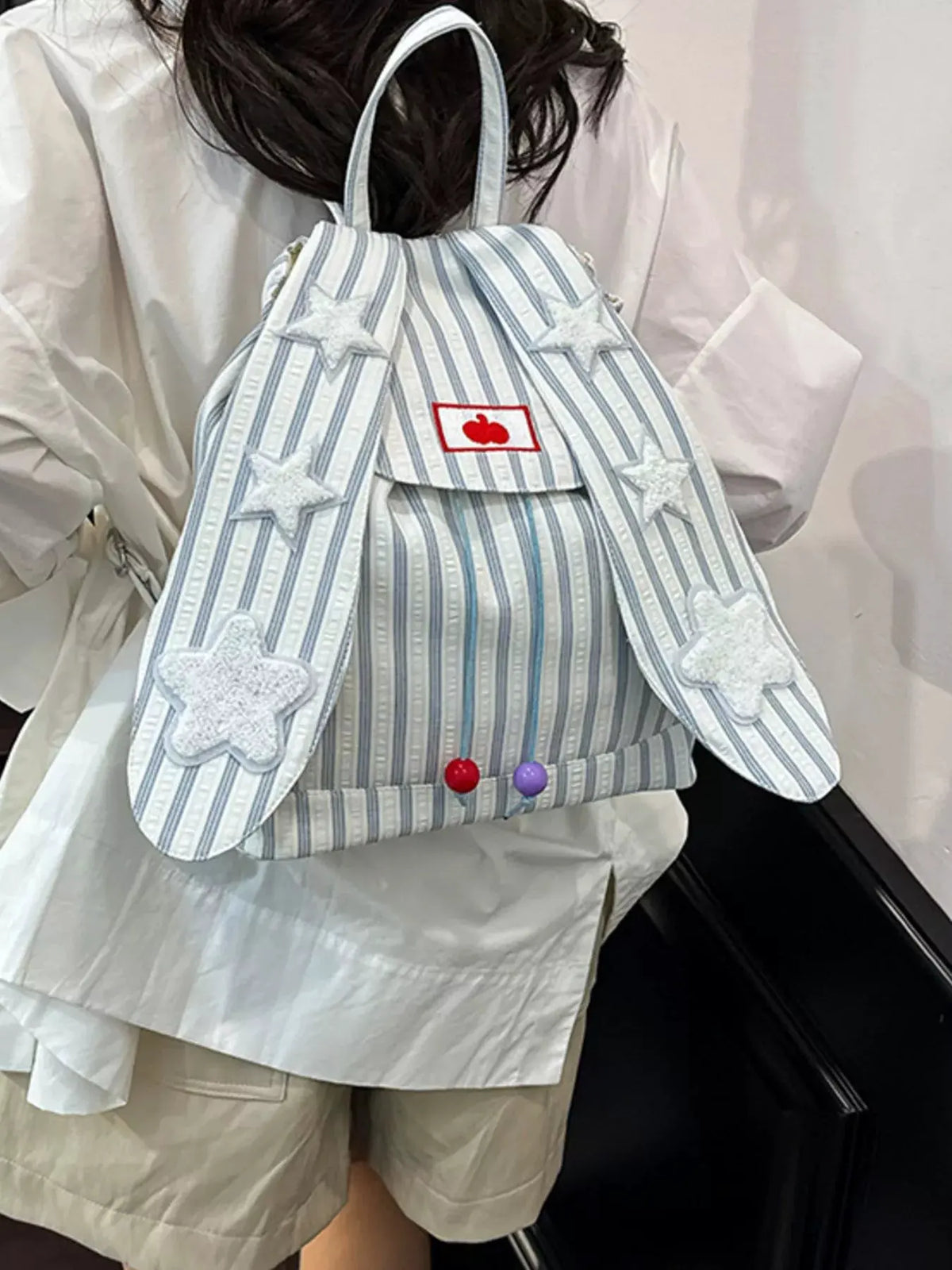 Striped Star Bunny Ear Backpack Bag by Partner Label