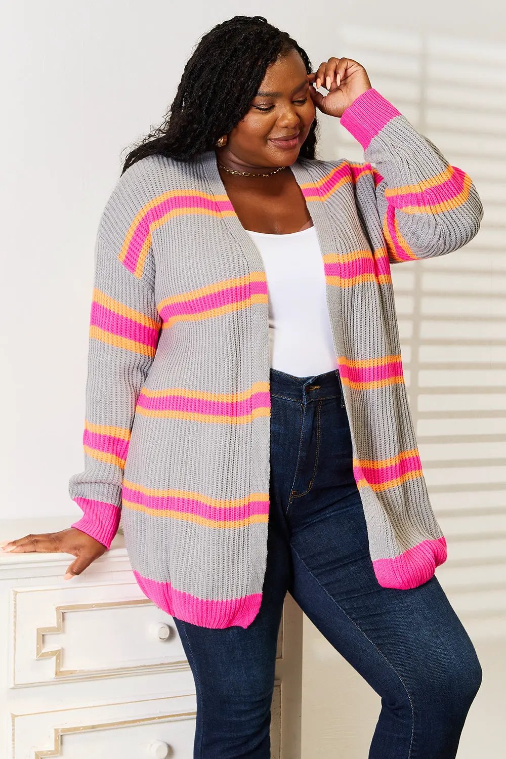 Woven Right Ribbed Long Sleeve Cardigan by Woven Right