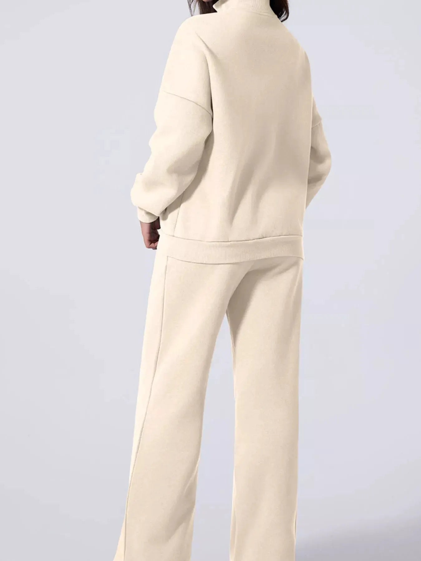 Drop Shoulder Zip Up Jacket and Drawstring Pants Active 2pcs Set by Partner Label