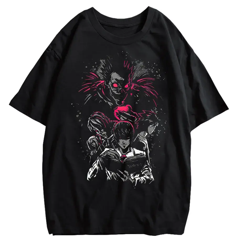Men's Harajuku Distressed Anime Print T-Shirt Hip Hop Streetwear Cotton Oversized Tee by Vimost Shop
