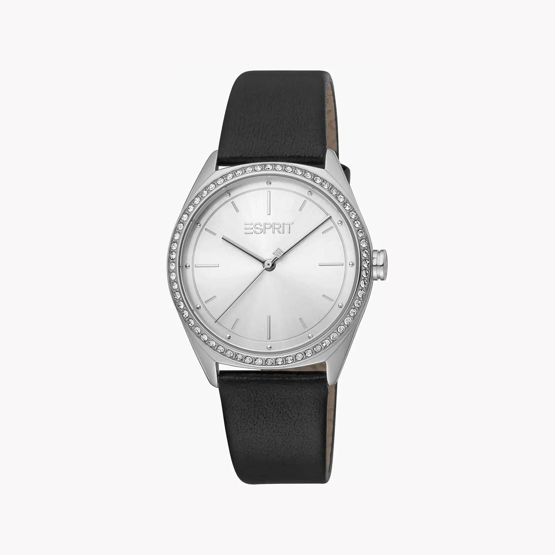 Esprit Women's Black Leather Watch, Silver Dial | ES1L289L0015 by ESPRIT
