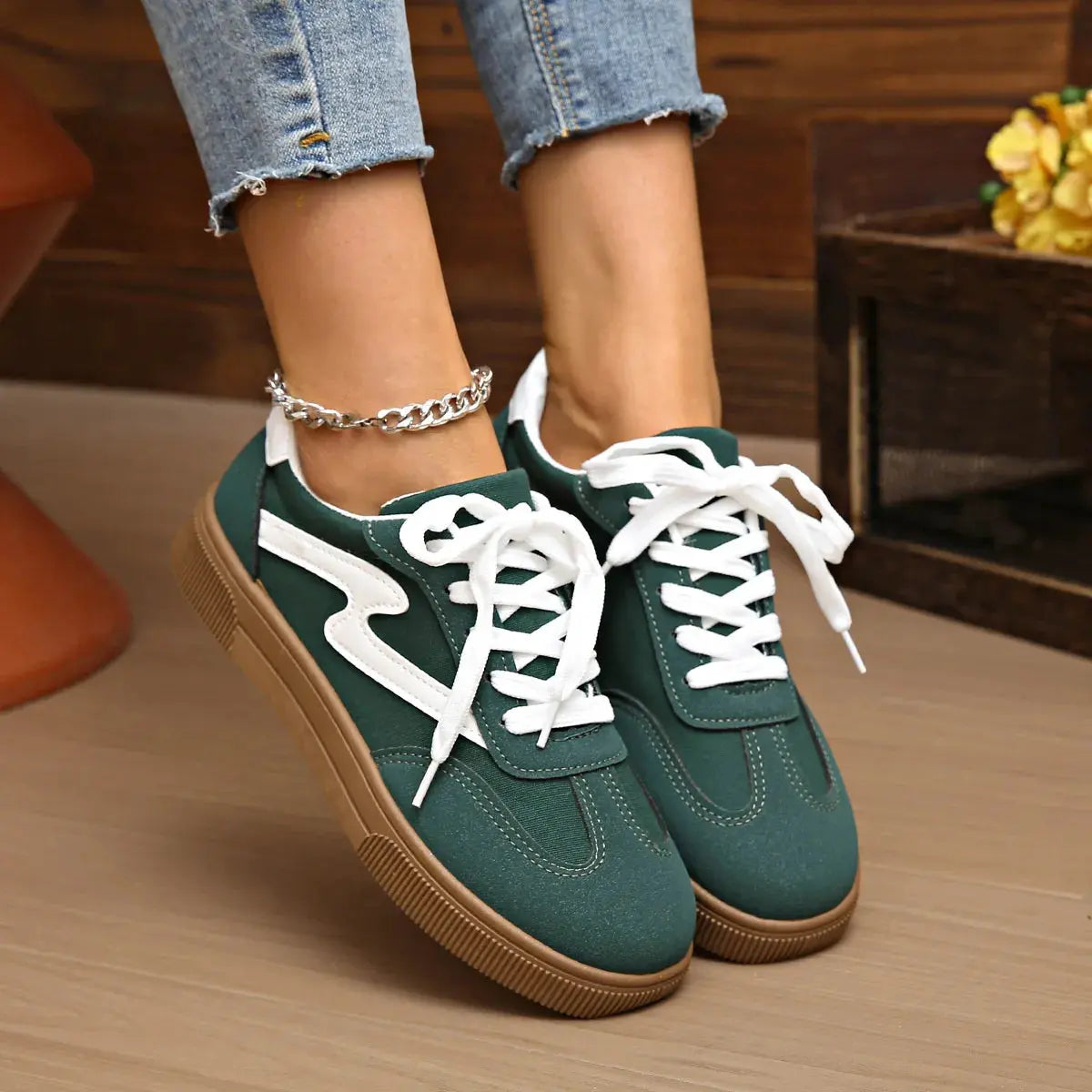 Round Toe Lace Up Sneakers by Partner Label