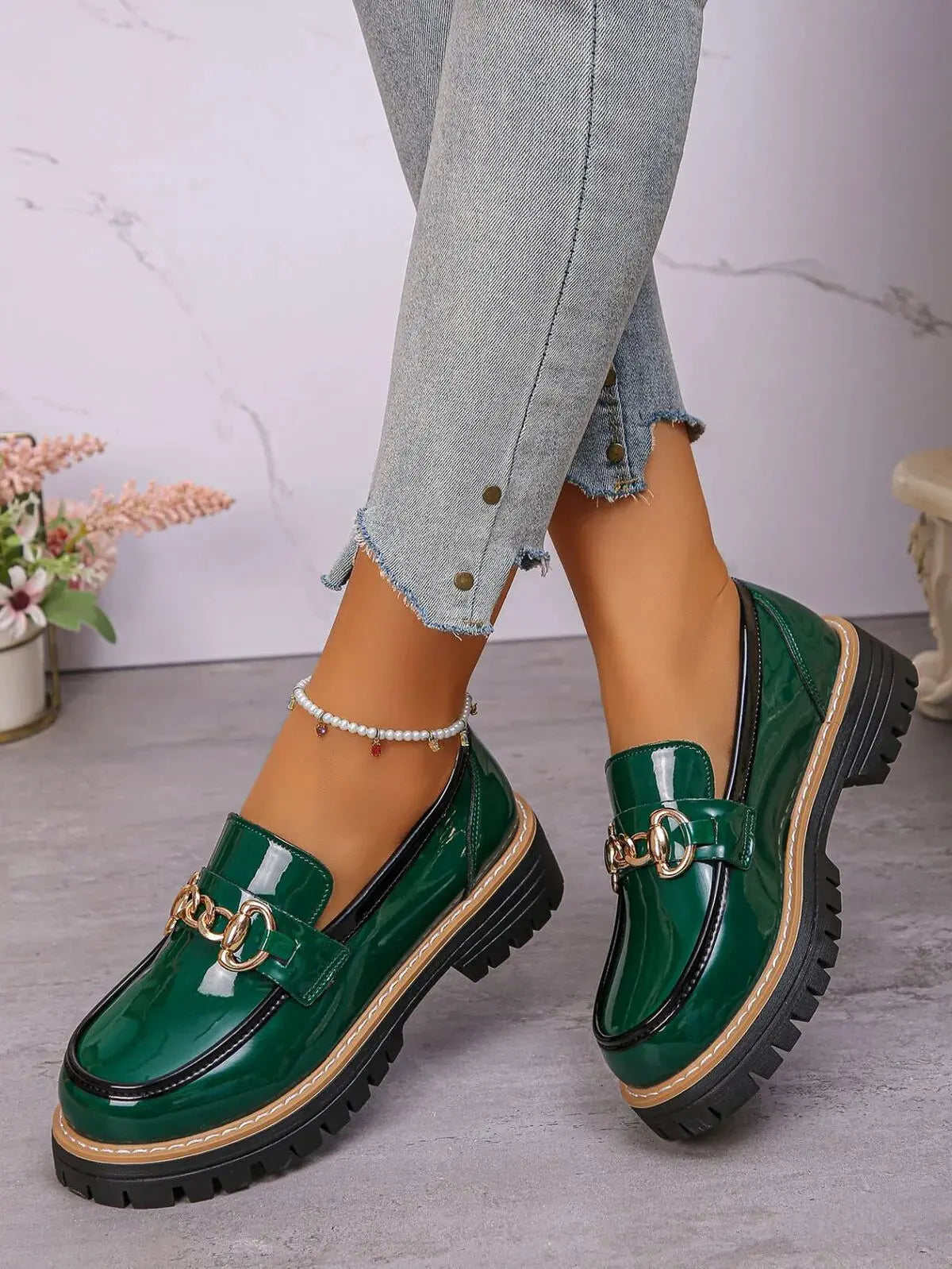 Round Toe Platform Loafers by Partner Label