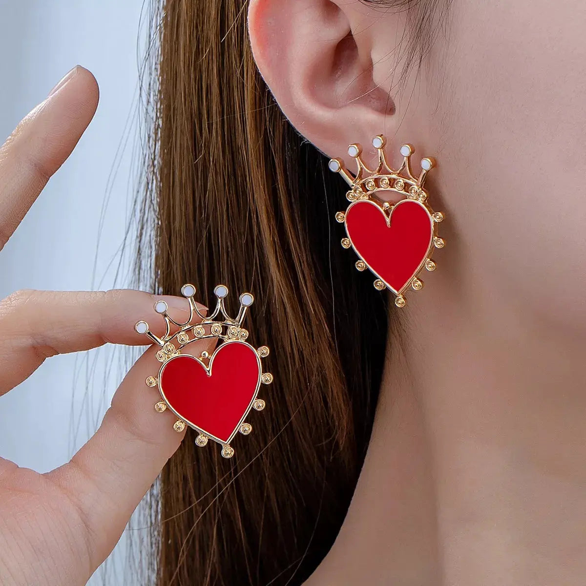 Crown Heart Stud Earrings by Partner Label