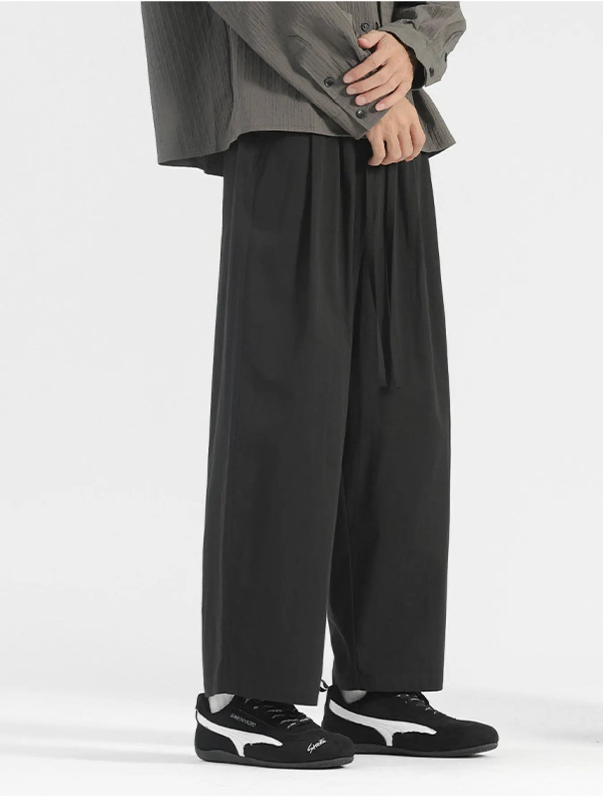 Men's Plus Size Wide Leg Drawstring Casual Pants by Partner Label