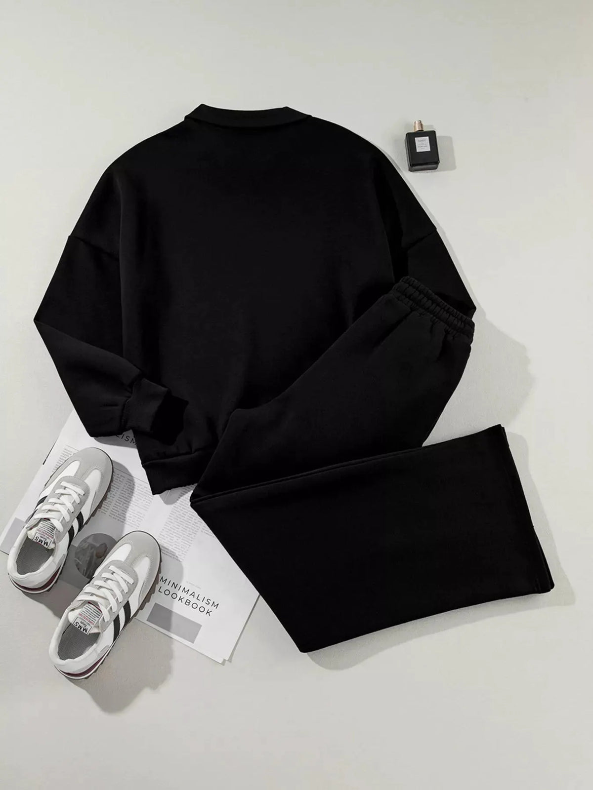 Drop Shoulder Zip Up Jacket and Drawstring Pants Active 2pcs Set by Partner Label