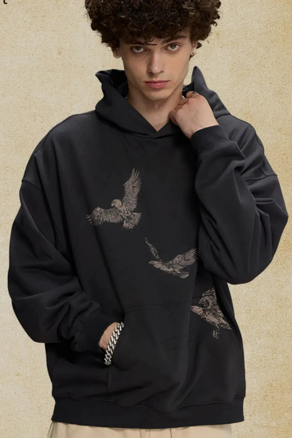 Men's Graphic Long Sleeve Hoodie with Kangaroo Pocket by Partner Label