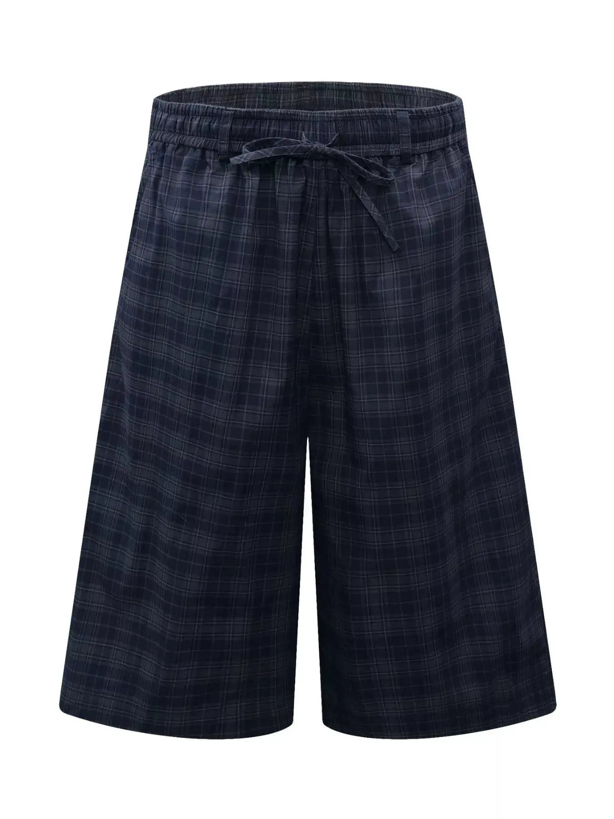 Men's Plaid Wide-Leg Drawstring Shorts by Trendsi