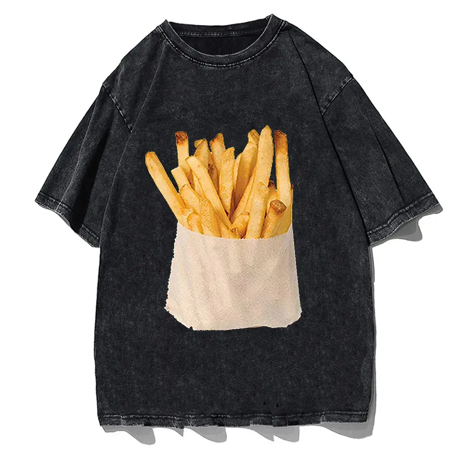 Retro Harajuku Y2K Streetwear Funny Double-Sided French Fries T-Shirt by Vimost Shop