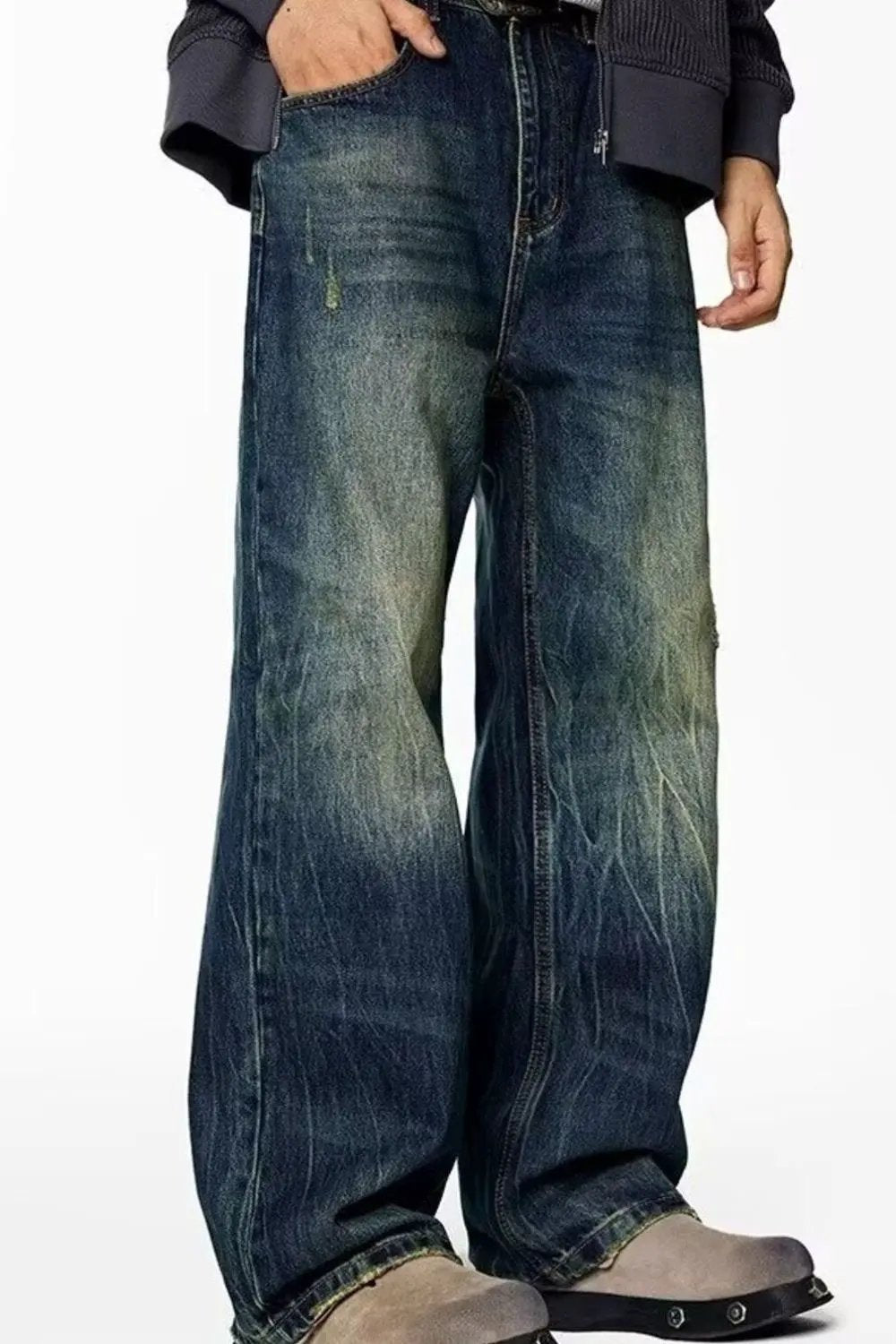 Men's Full Size Wash Wide Leg Jeans Plus Size by Partner Label