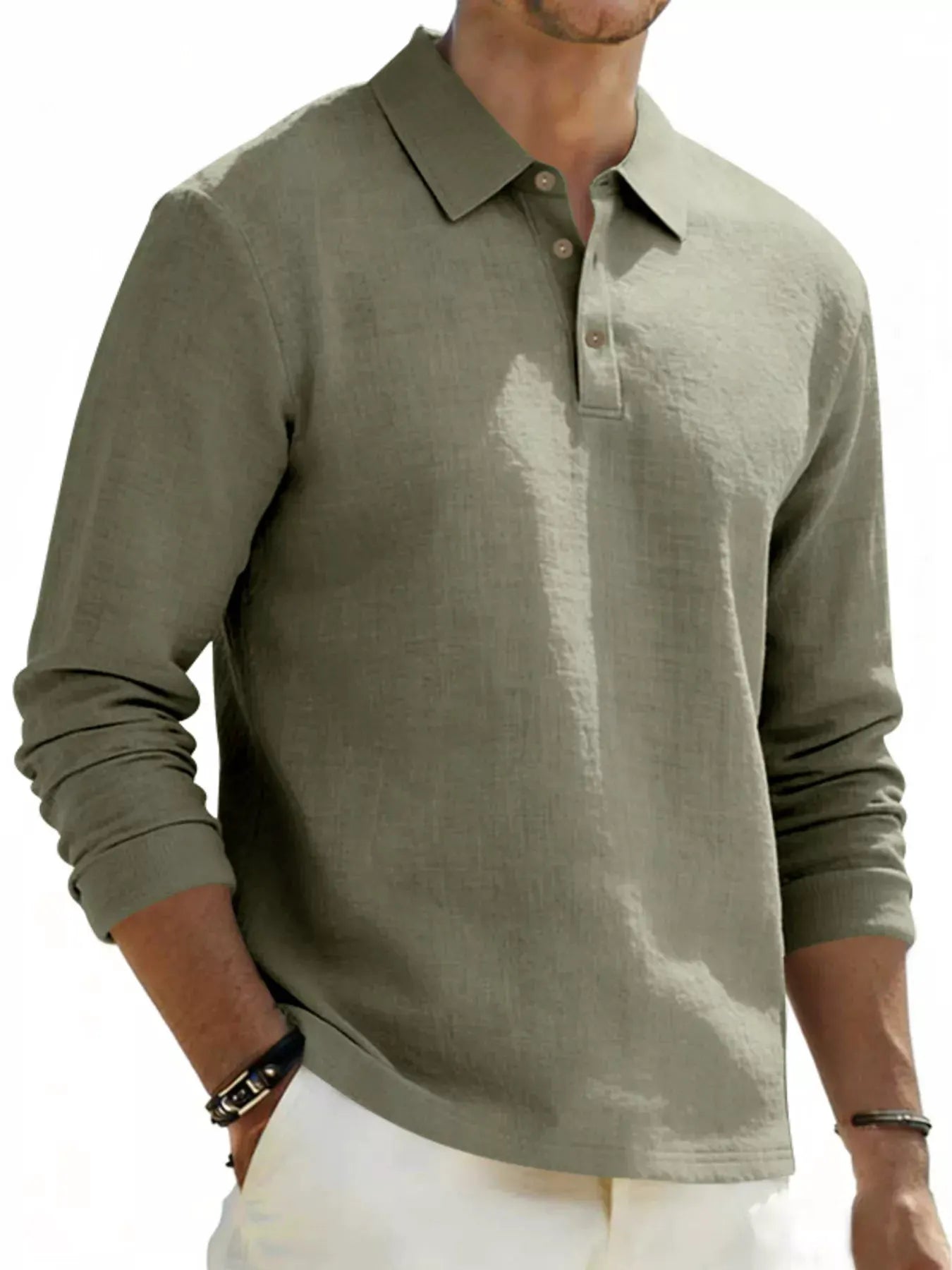 Men's Full Size Classic Long Sleeve Polo Plus Size by Trendsi