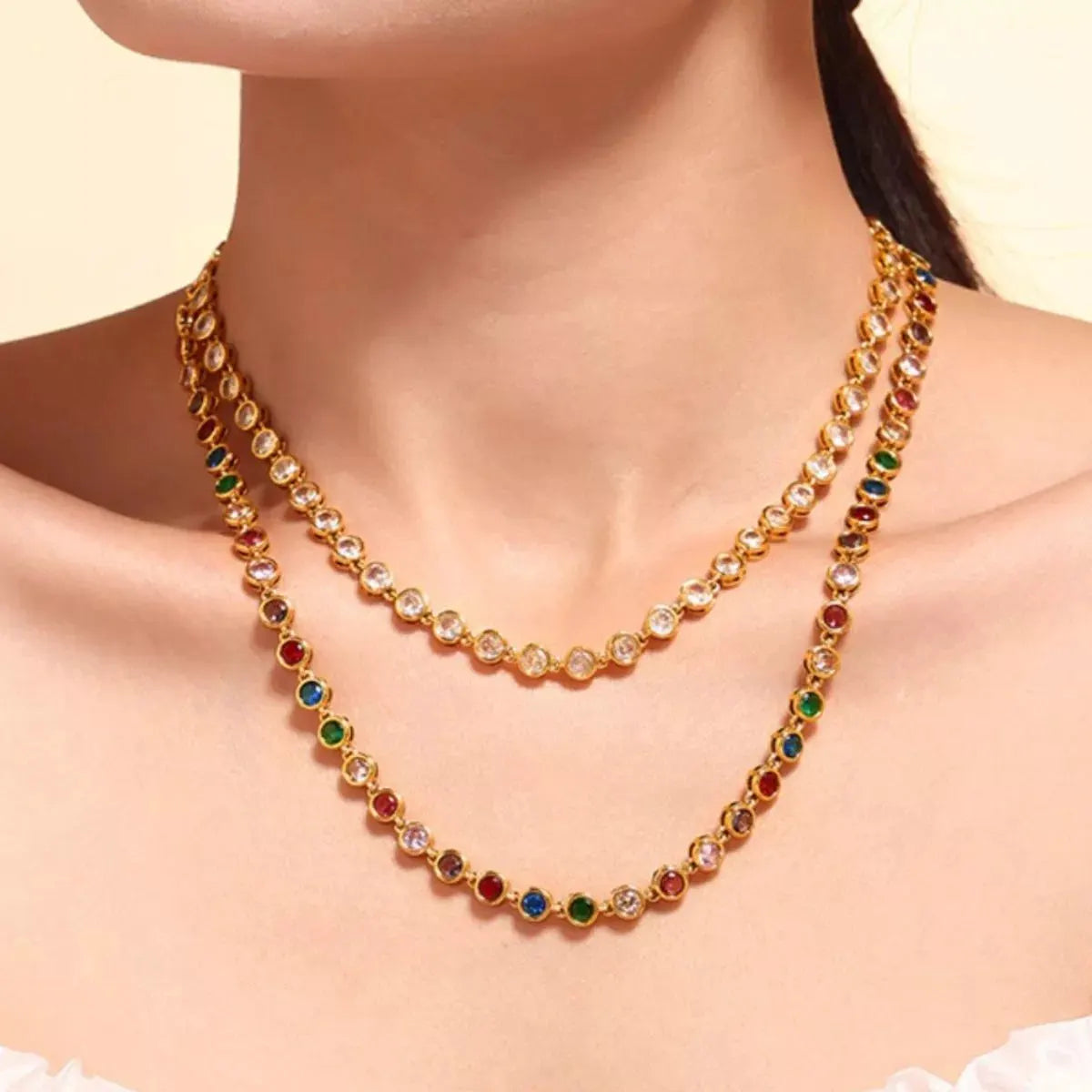 18K Gold-Plated Zircon Necklace by Partner Label