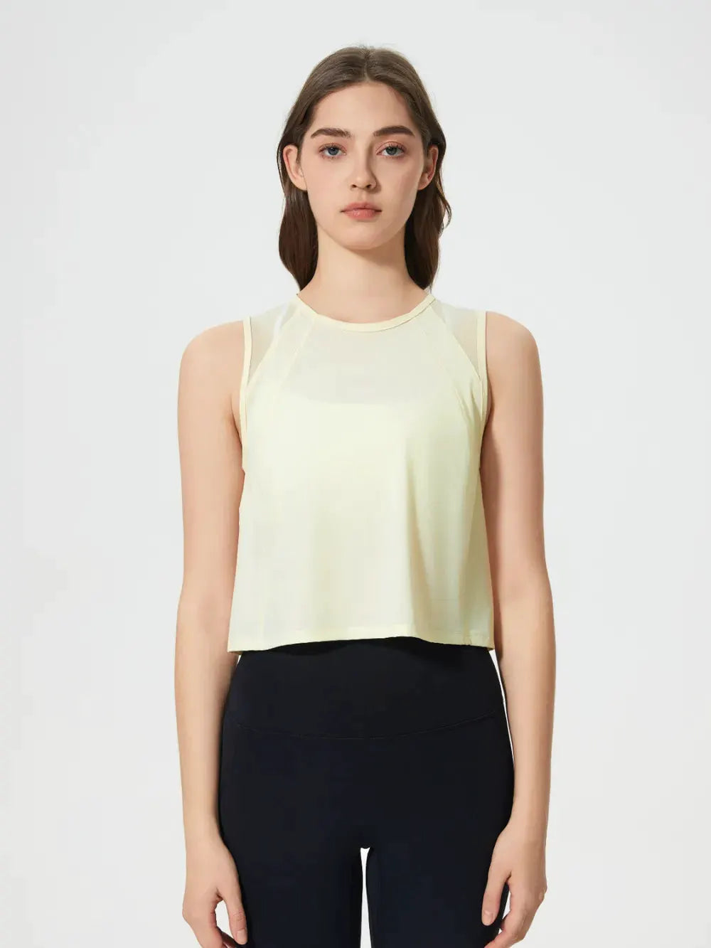 Millennia Round Neck Cropped Active Tank by Millennia