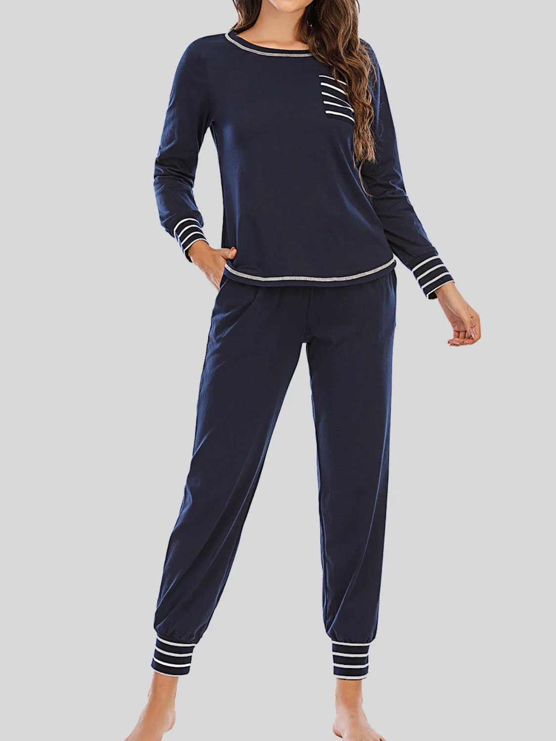 Round Neck Top and Pants Lounge Set by Partner Label