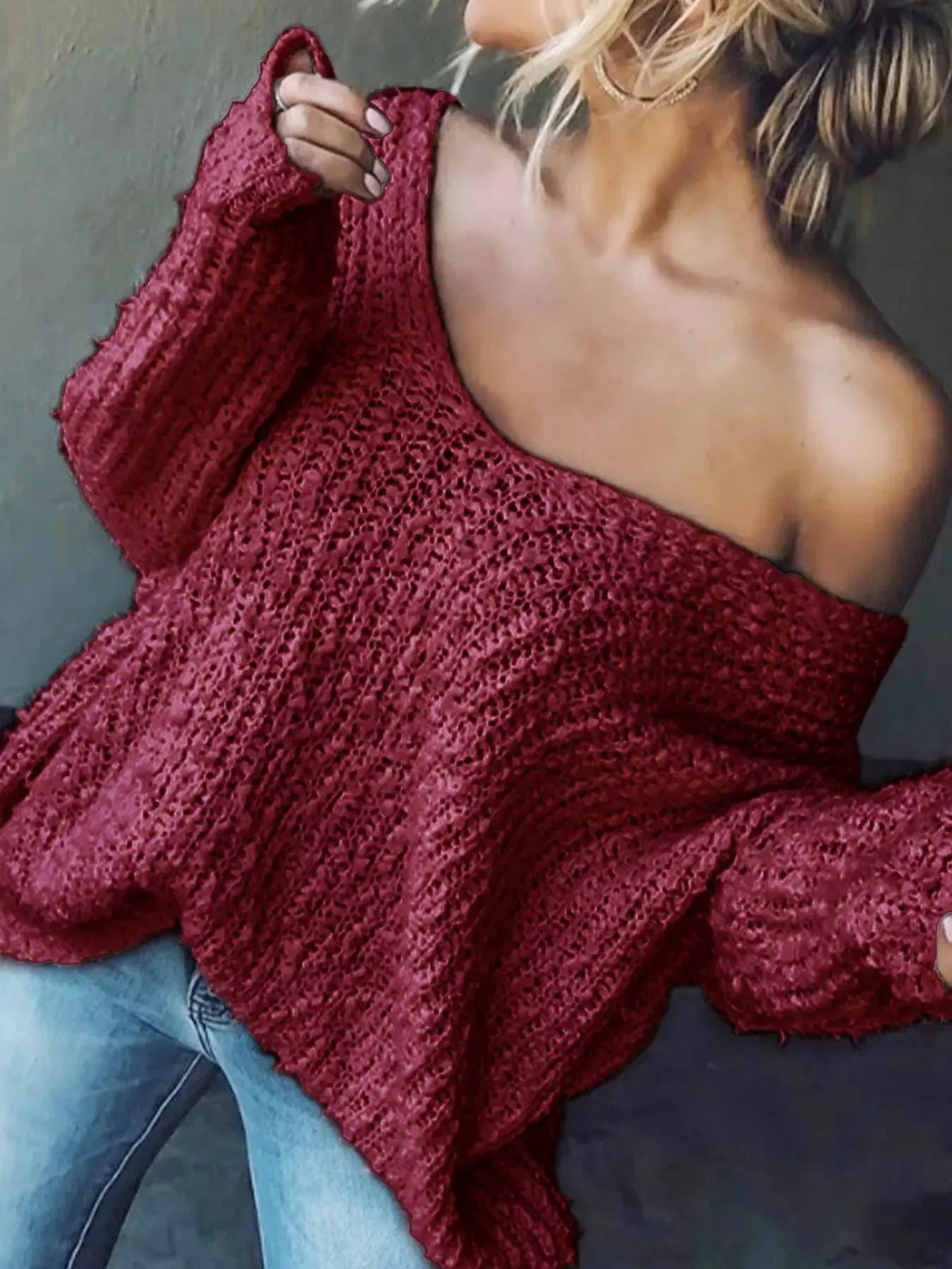 Loose Fit Long Sleeve Sweater by Partner Label