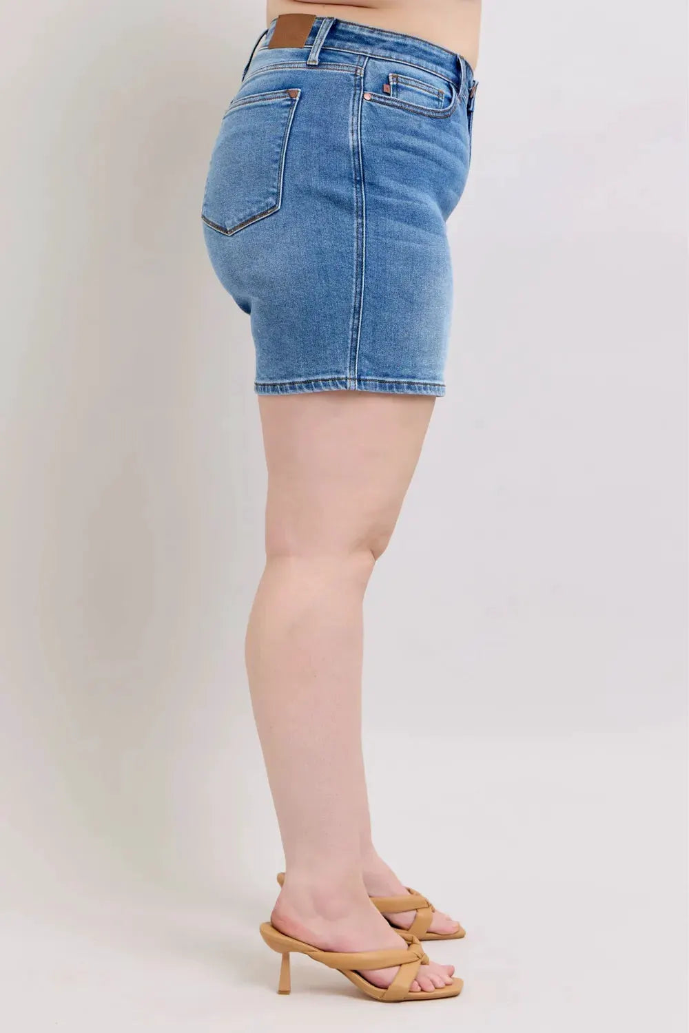 Judy Blue Full Size 2 Button Denim Shorts with Pockets Plus Size by Judy Blue