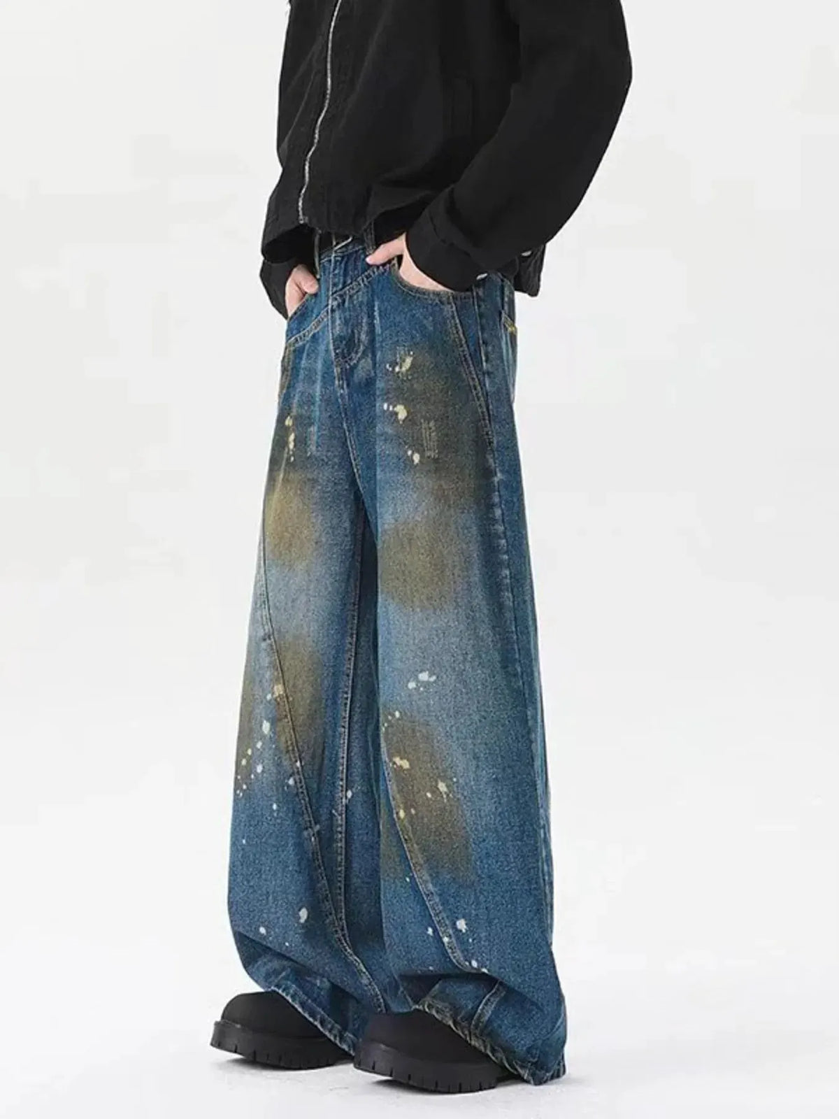 Men's Plus Size Wide Leg Jeans by Partner Label