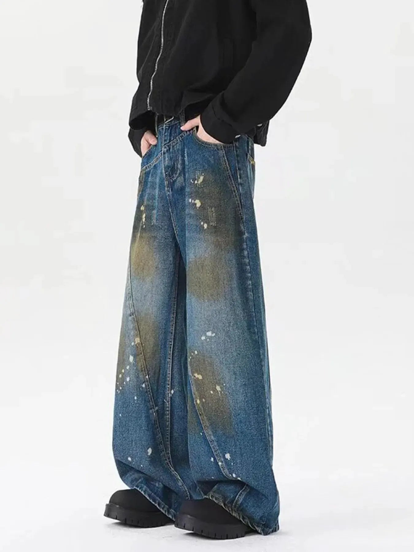 Men's Plus Size Wide Leg Jeans by Partner Label