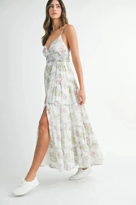 MABLE Floral Print Tiered Cami Maxi Dress by MABLE