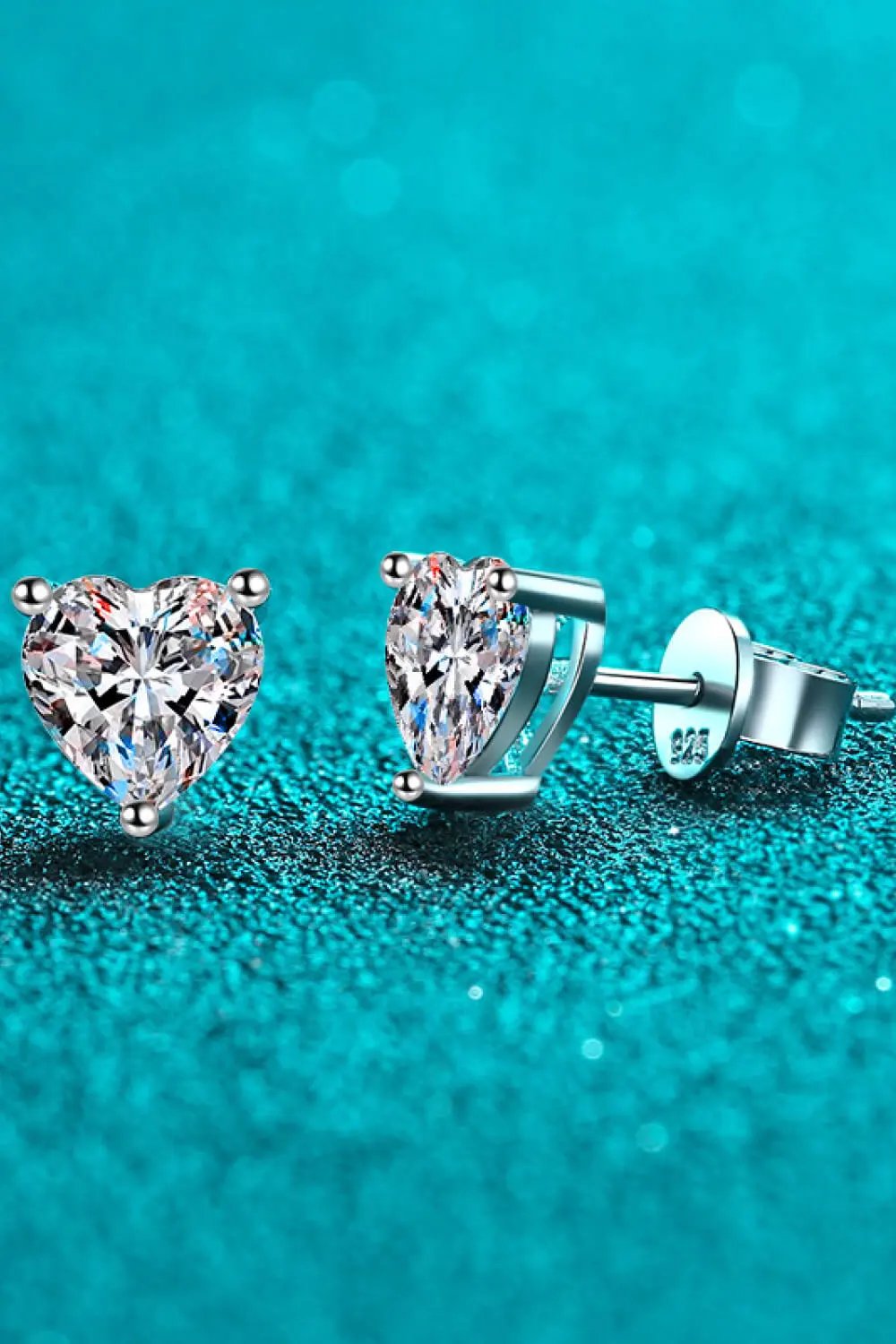 2 Carat Moissanite Heart-Shaped Stud Earrings by Partner Label