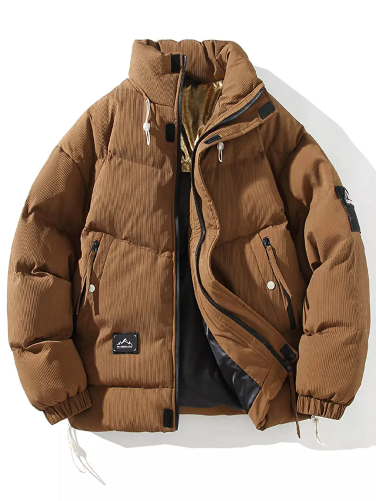 Men's Plus Size Zip Up Long Sleeve Puffer Jacket by Partner Label