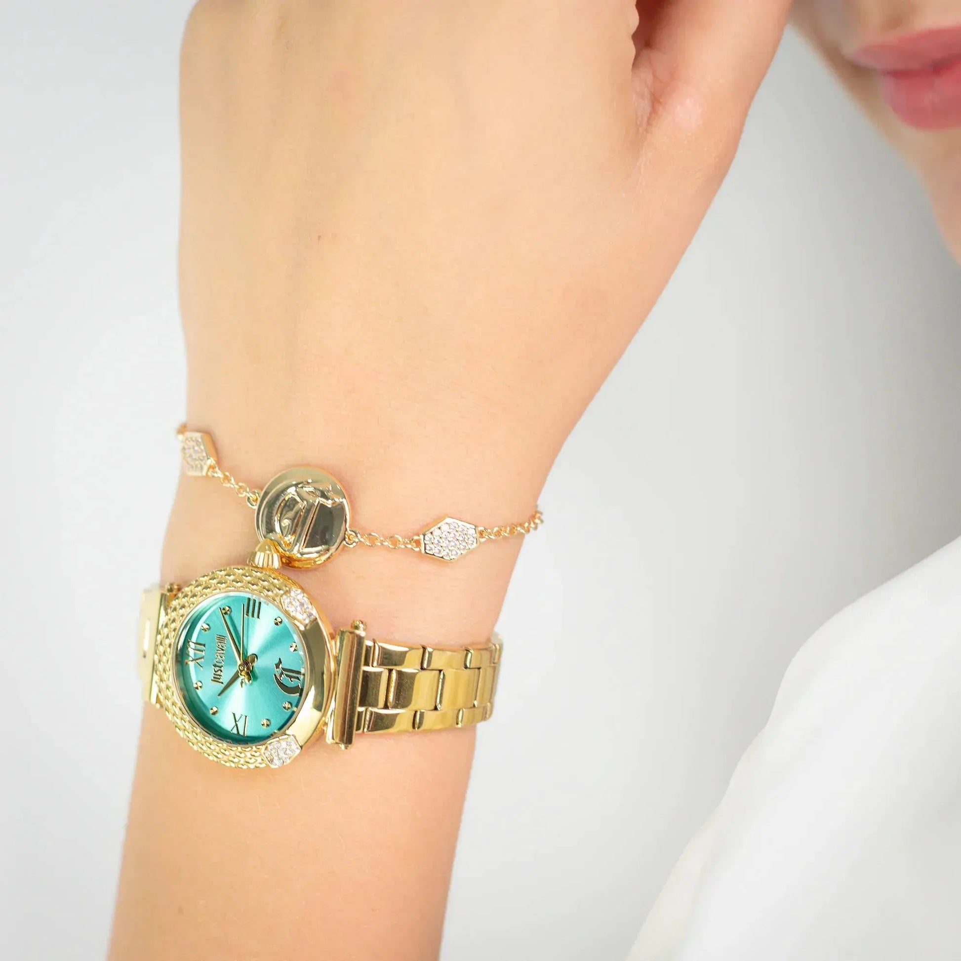 Just Cavalli Women's Gold Watch, Turquoise Dial | Jc1l332m0065 by JUST CAVALLI
