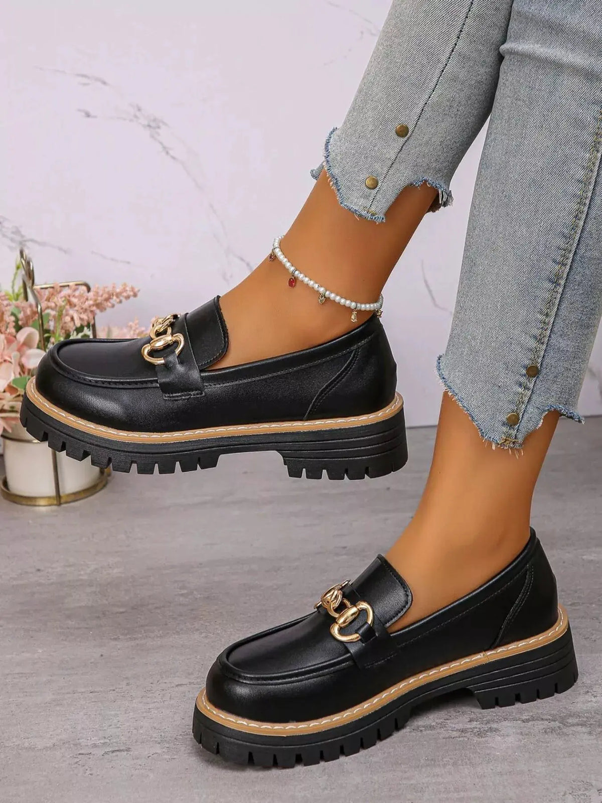 Round Toe Platform Loafers by Partner Label