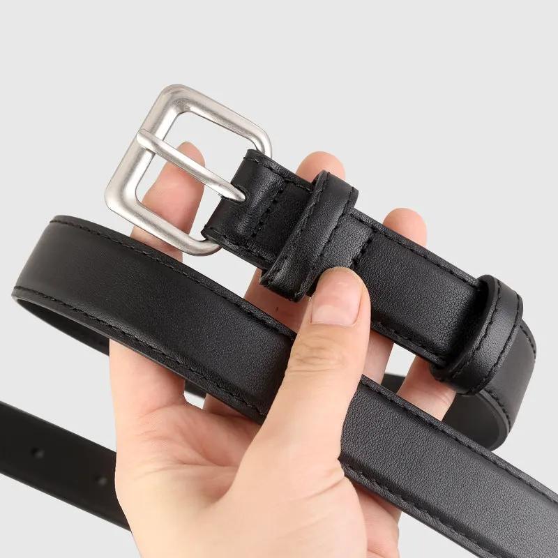 Classic Leather Belt with Silver Buckle by Trendsi