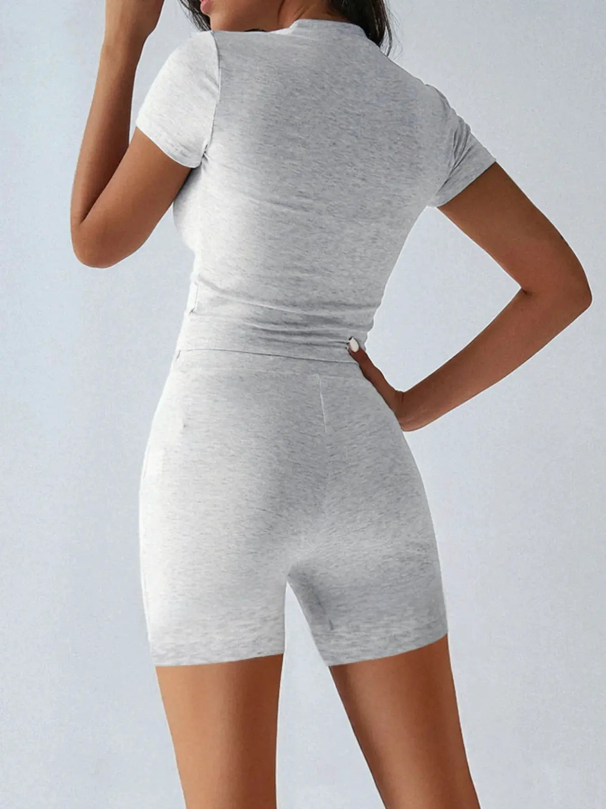 Round Neck Short Sleeve Top and Shorts Set by Partner Label
