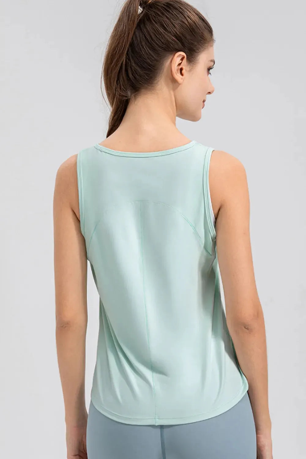 Wide Strap Round Neck Active Tank by Partner Label