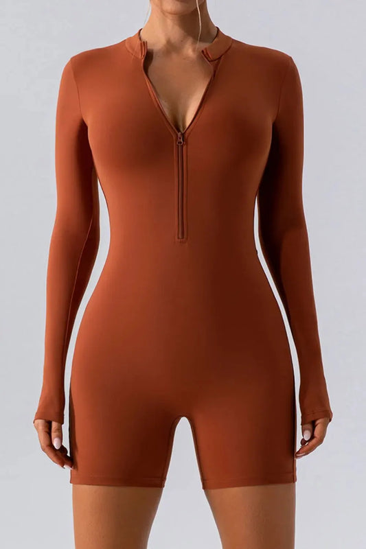 Half Zip Long Sleeve Active Romper by Partner Label