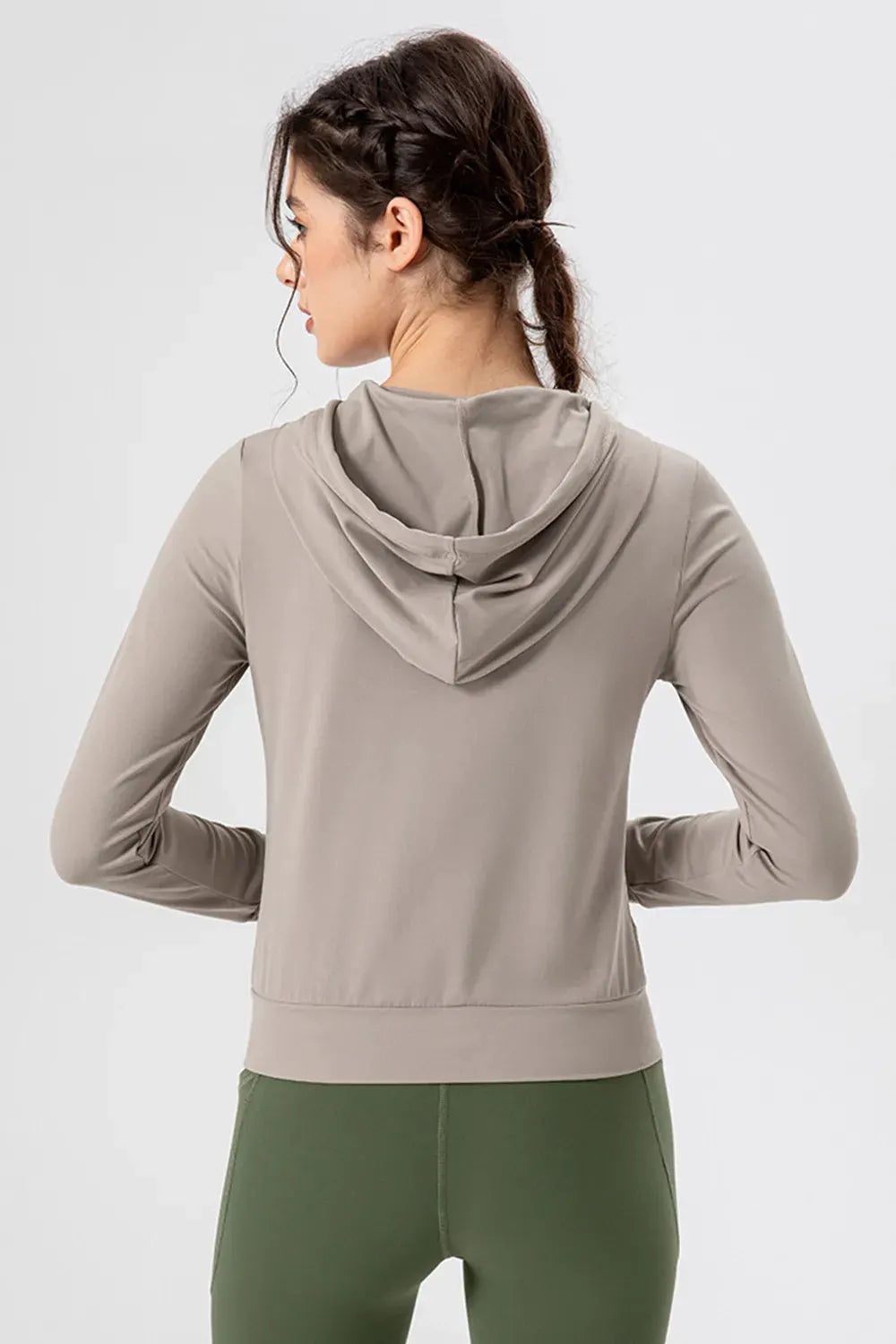 Drawstring Zip Up Hooded Active Outerwear by Partner Label