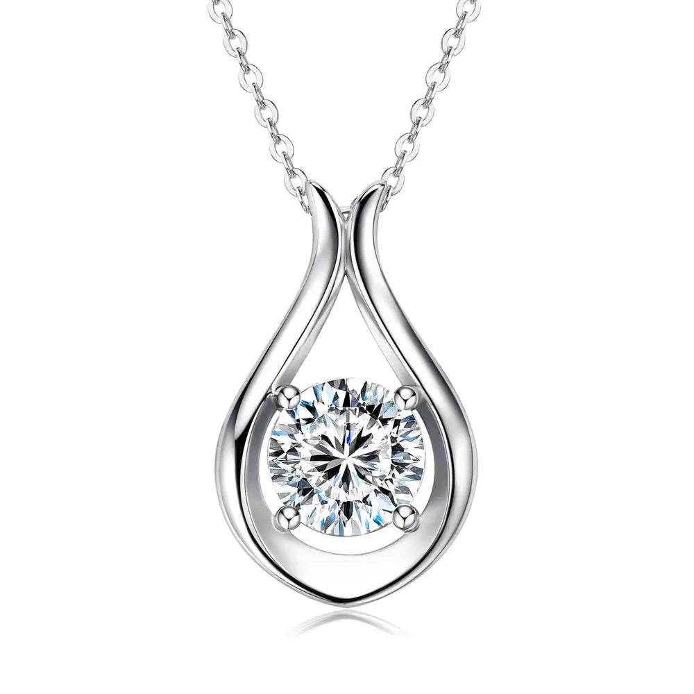 2 Carat Moissanite 925 Sterling Silver Pendant Necklace by Partnel Label