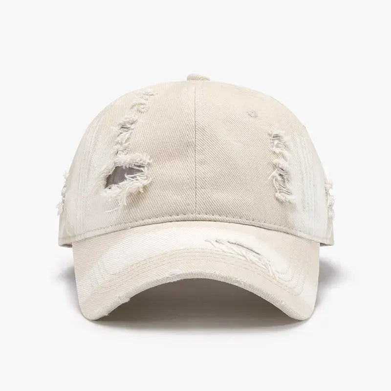 Distressed Adjustable Cotton Baseball Cap by Partner Label