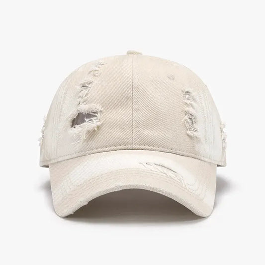 Distressed Adjustable Cotton Baseball Cap by Partner Label