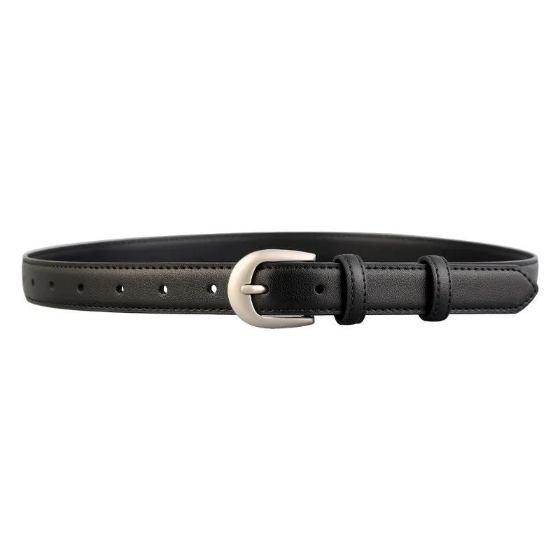 Classic Leather Skinny Belt by Trendsi