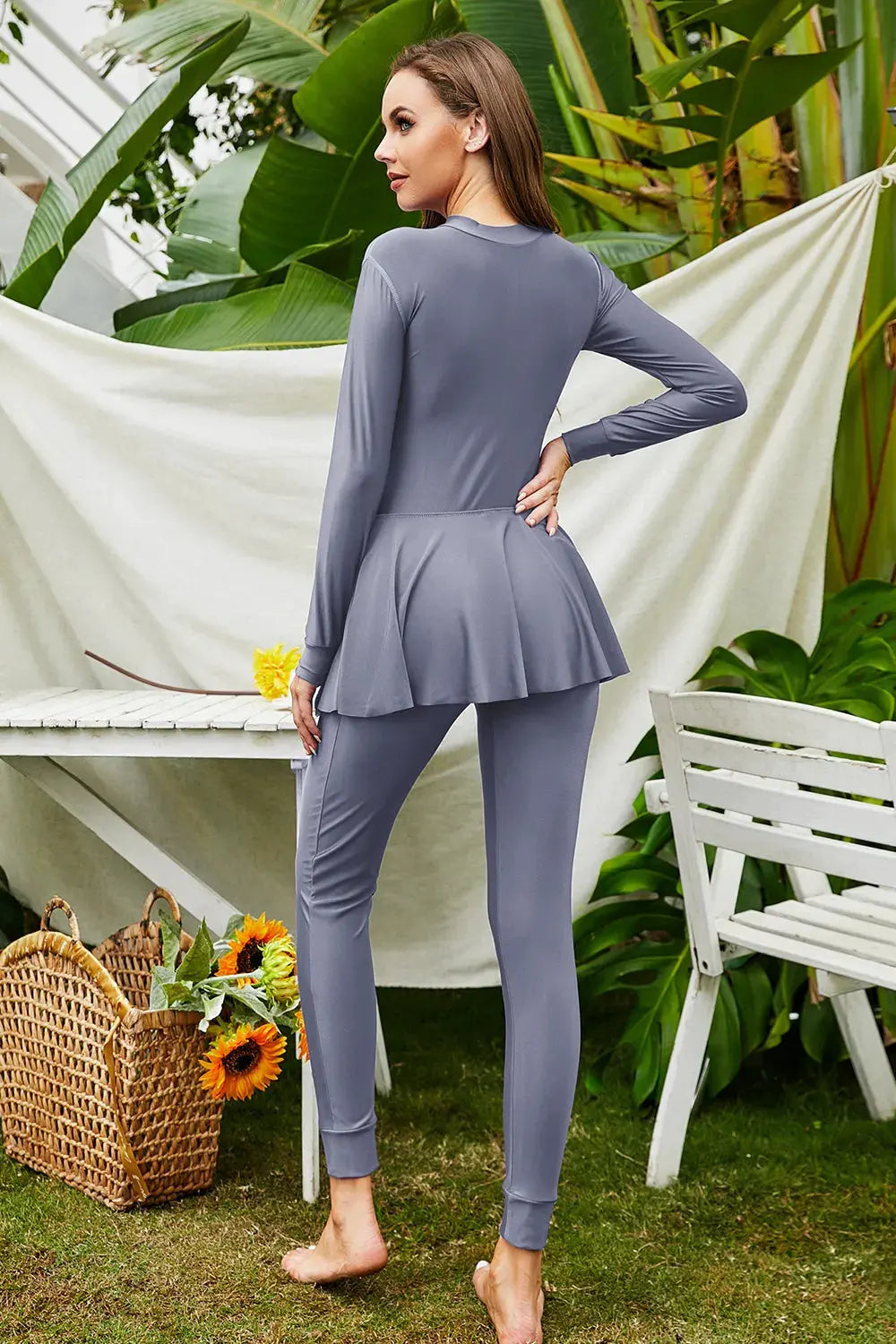 Mock Neck Long Sleeve One-Piece Swimwear by Partner Label