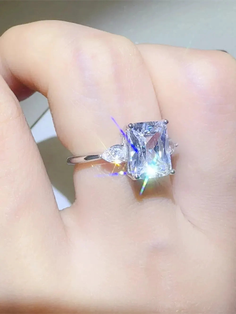 3 Carat Moissanite 925 Sterling Silver Square Shape Ring by Partner Label