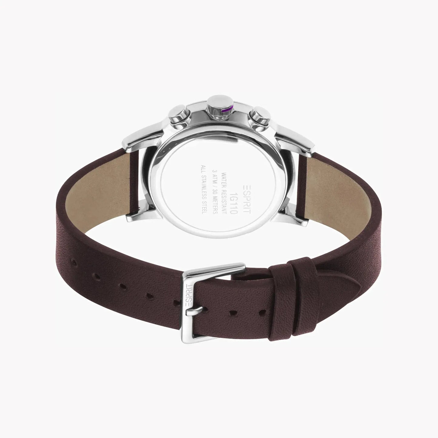 Esprit Men's Brown Leather Watch, Black Dial | Es1g013m0075 by ESPRIT