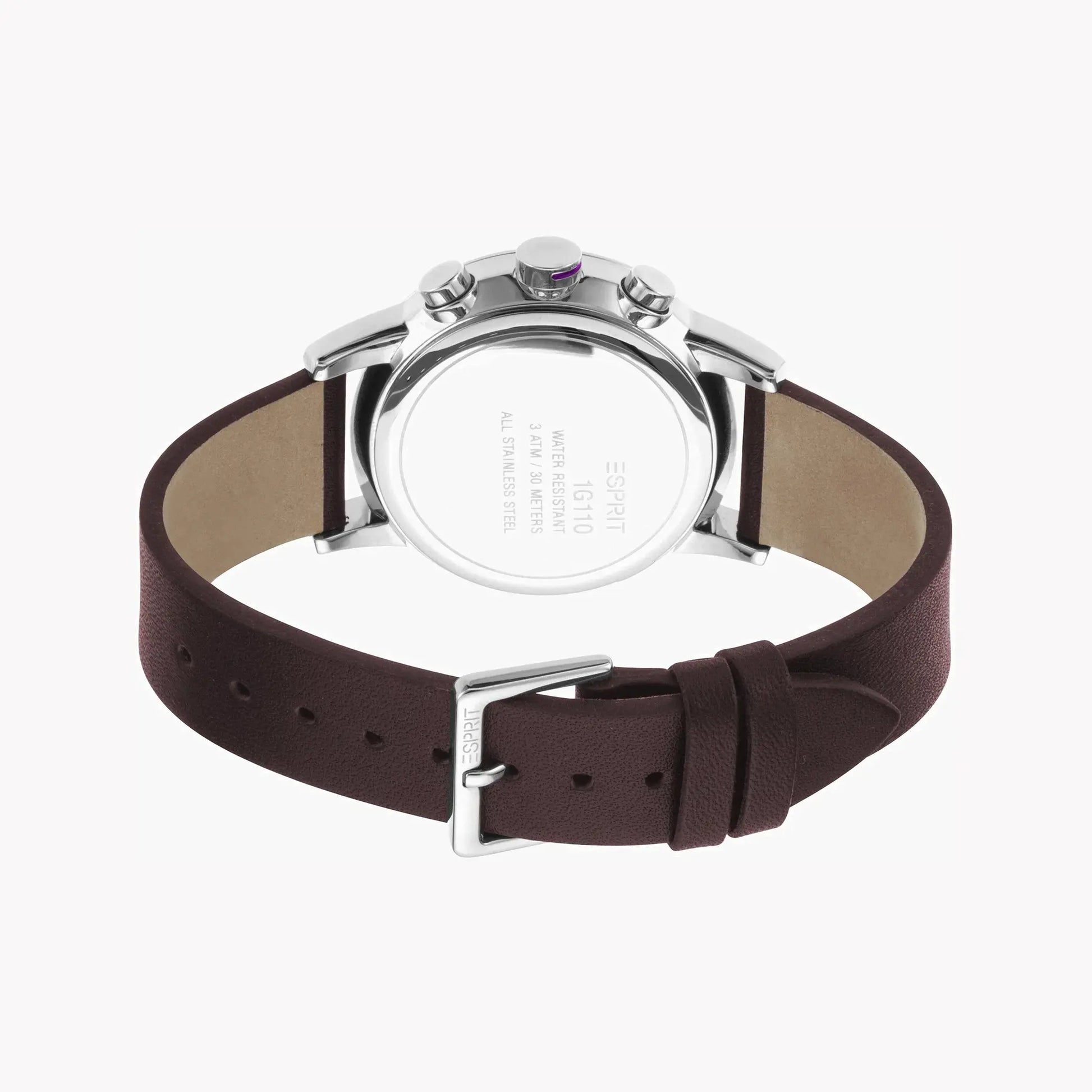 Esprit Men's Brown Leather Watch, Black Dial | Es1g013m0075 by ESPRIT