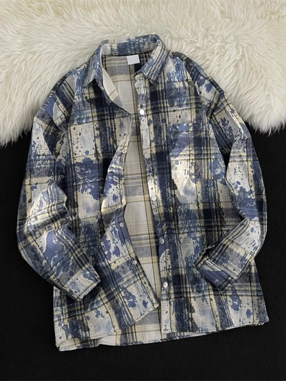 Men's Plus Size Plaid Button Up Casual Shacket by Trendsi