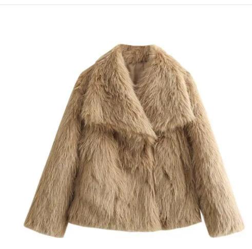 Winter Plush Coat Fashion Warm Thicken Fluffy Lapel Jacket Outwear Casual Long Sleeve Tops Womens Clothing by Maiden-Art