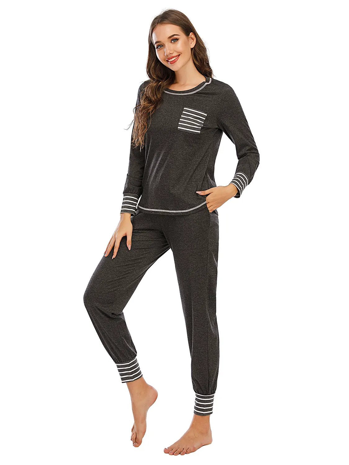Round Neck Top and Pants Lounge Set by Partner Label