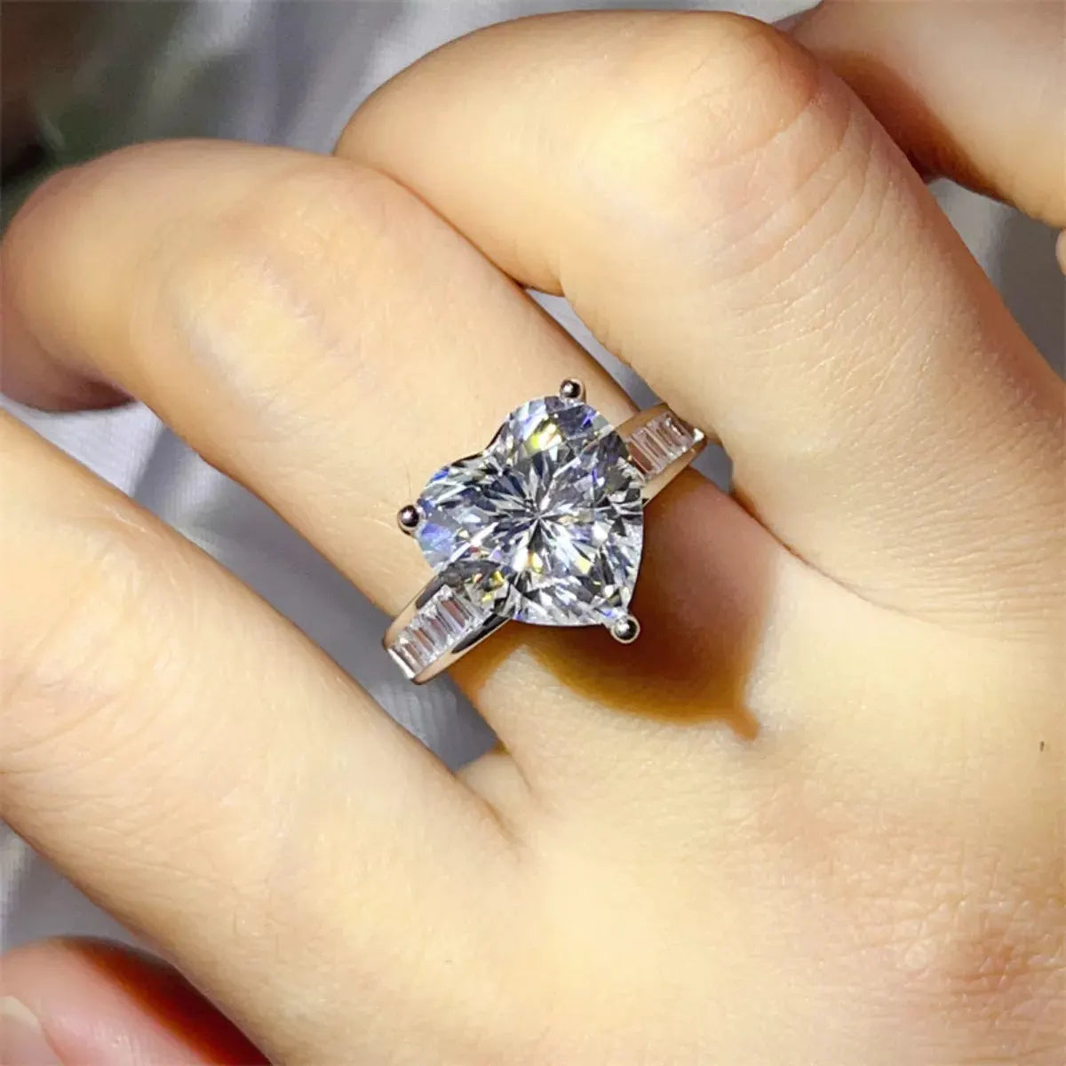 5 Carat Moissanite 925 Sterling Silver Heart Ring by Partner Label