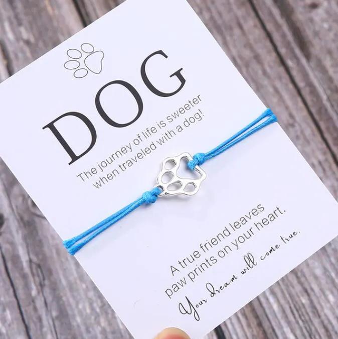 Friendship Bracelet Gift for Him Paw Print Bracelet Dog Lover Gift Dog Lover Jewelry Wish Bracelet Gift for Pet Dog Parents by Maiden-Art