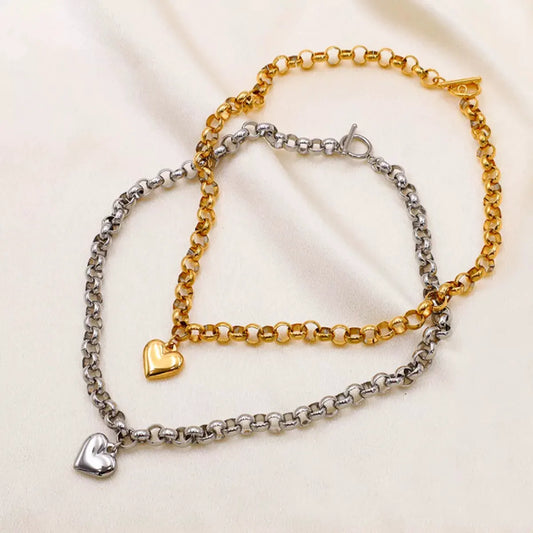 Heart Pendant Toggle Clasp Chain Necklace by Partner Labels
