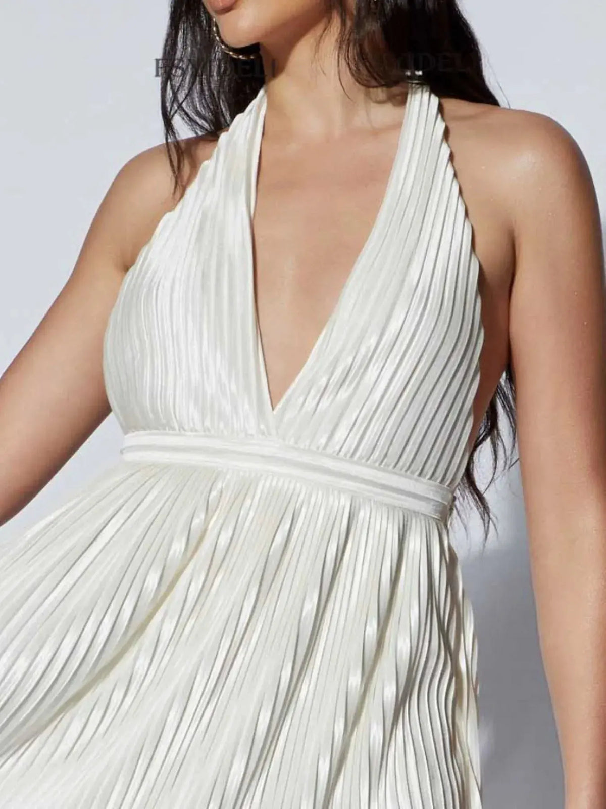 Pleated Halter Neck Mini Dress by Equanimity Essence