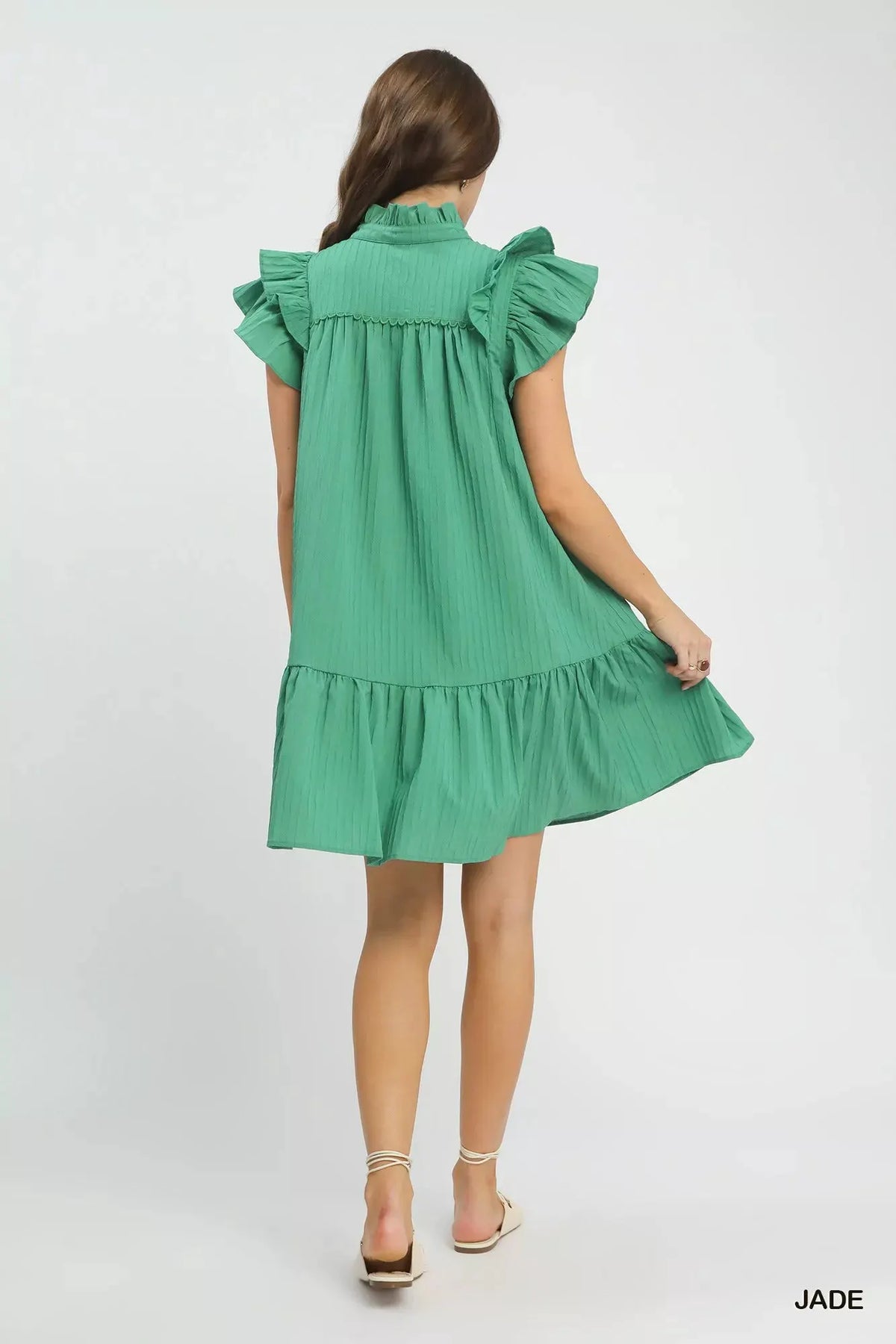 Umgee Flutter Sleeve Tiered Dress by Umgee